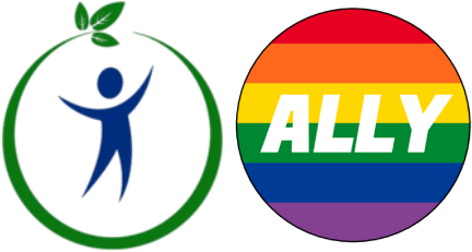 A green background with a rainbow flag and the word alf in front of it.